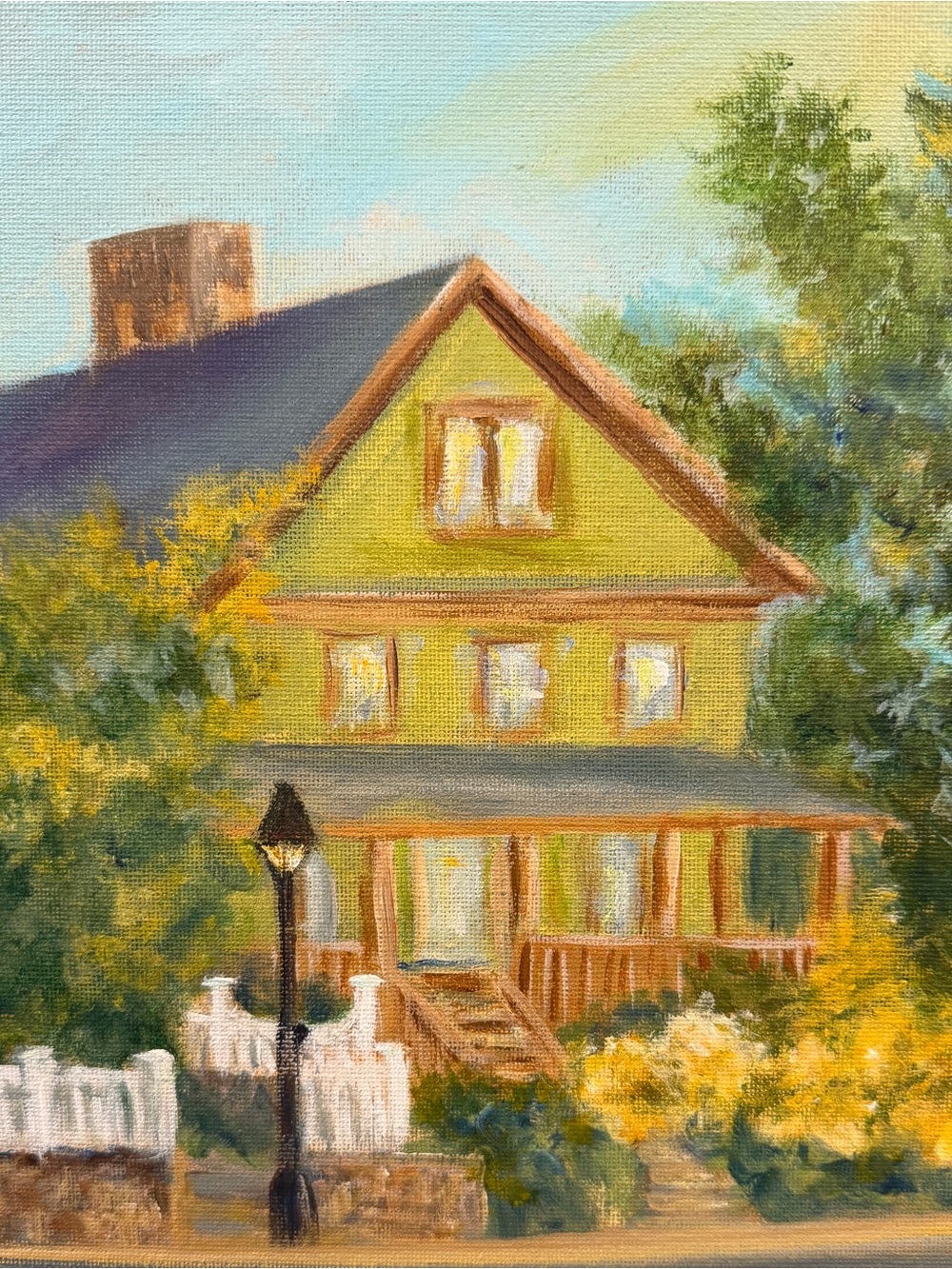 Hand painted historic house, canvas wall, art